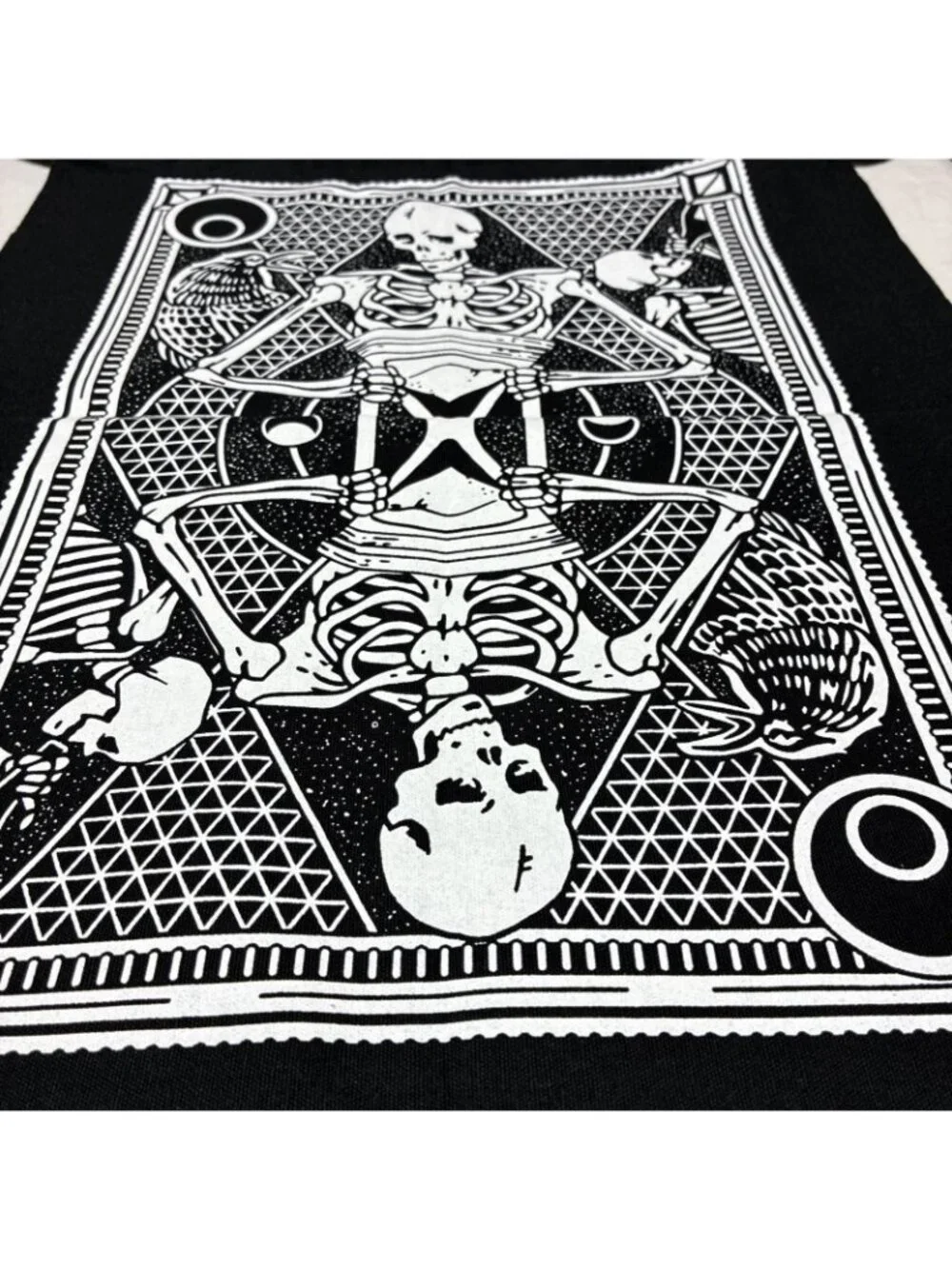 ￼ Large Black Canvas Gotham Storage Pouch Bag Gothic Skeleton Hourglass Tarot 17